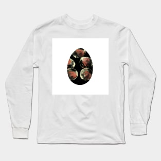 Easter egg -  with brown bubbles on black. Falling confetti, isolated on white. Watercolor textured painting with dots. Design for background, cover and packaging, Easter illustration, greeting card. Long Sleeve T-Shirt